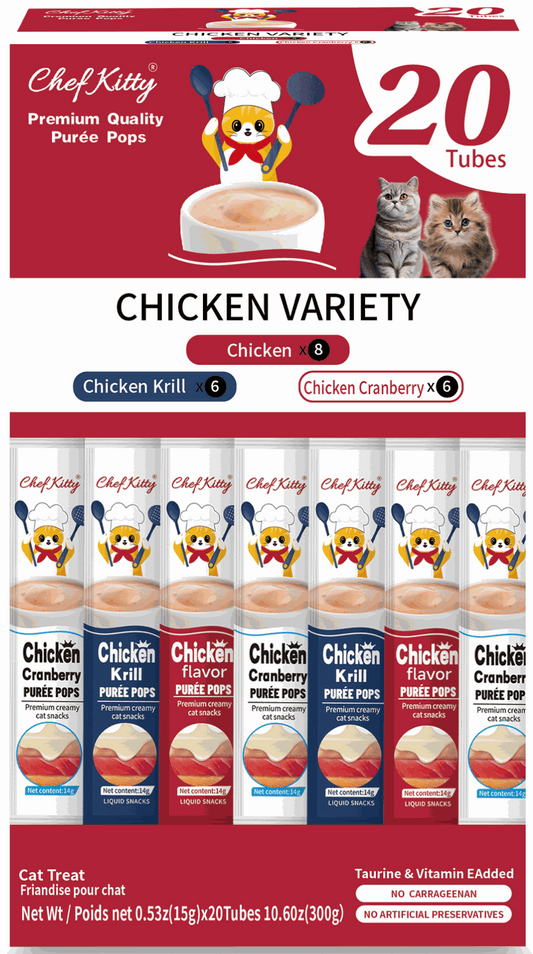 Chef Kitty Purée Pops – Lickable Creamy Cat Treats (20 Pack) - Pawbros™ Pet Market
