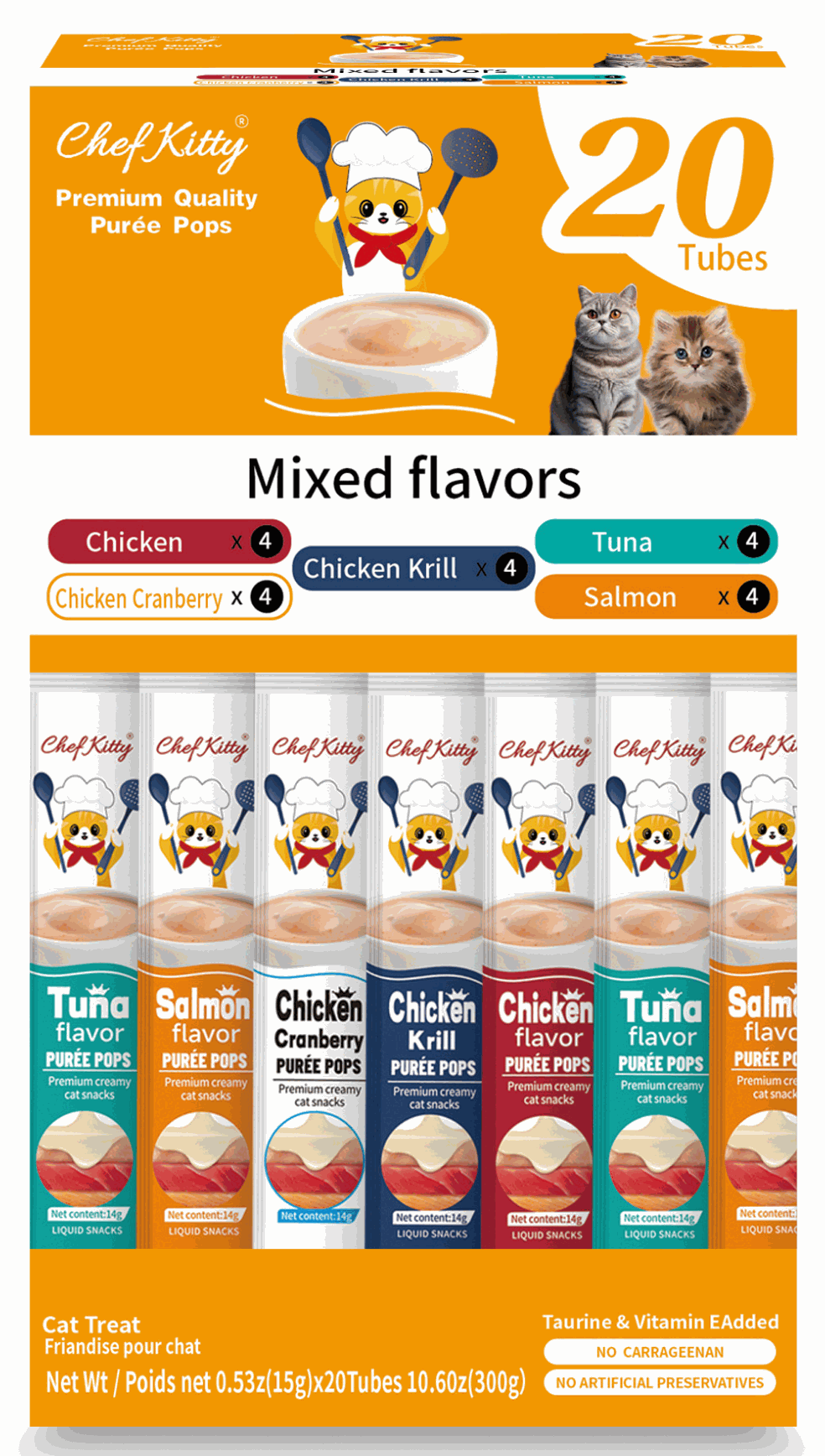 Chef Kitty Purée Pops – Lickable Creamy Cat Treats (20 Pack) - Pawbros™ Pet Market