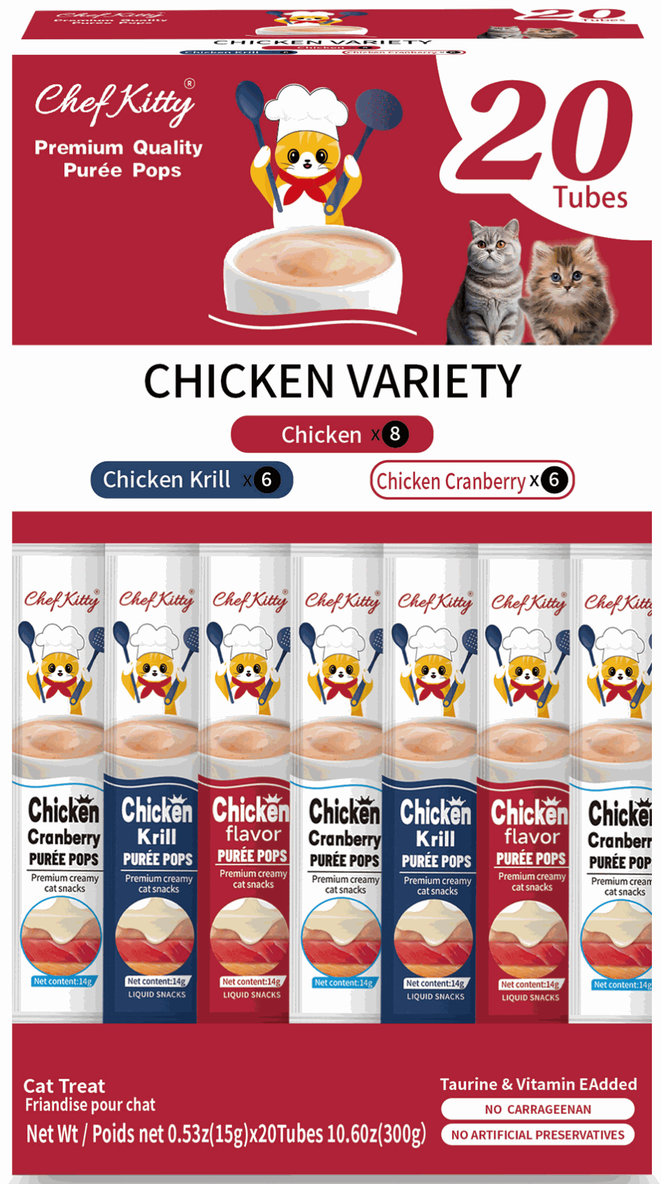 Chef Kitty Purée Pops – Lickable Creamy Cat Treats (20 Pack) - Pawbros™ Pet Market